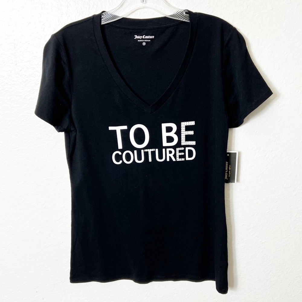 JUICY COUTURE TO BE COUTURED WOMEN BLACK SHORT SLEEVE TOP SIZE MEDIUM NEW